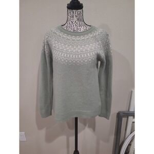 Tabitha Webb Anthro Lambswool blend Women SZ L (M) Fair Isle green Ski Nordic